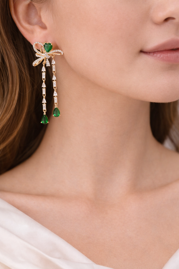 Aretes Lazo Esmeralda Elegance 18K