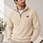 Manfinity CasualCool – Suéter Texturizado para Hombre con Cuello Half-Zip